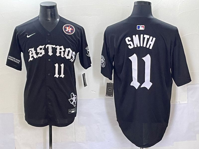 Men 2025 Houston Astros #11 Smith Black Seven generations Joint Name Nike MLB Jersey style 70410->houston astros->MLB Jersey